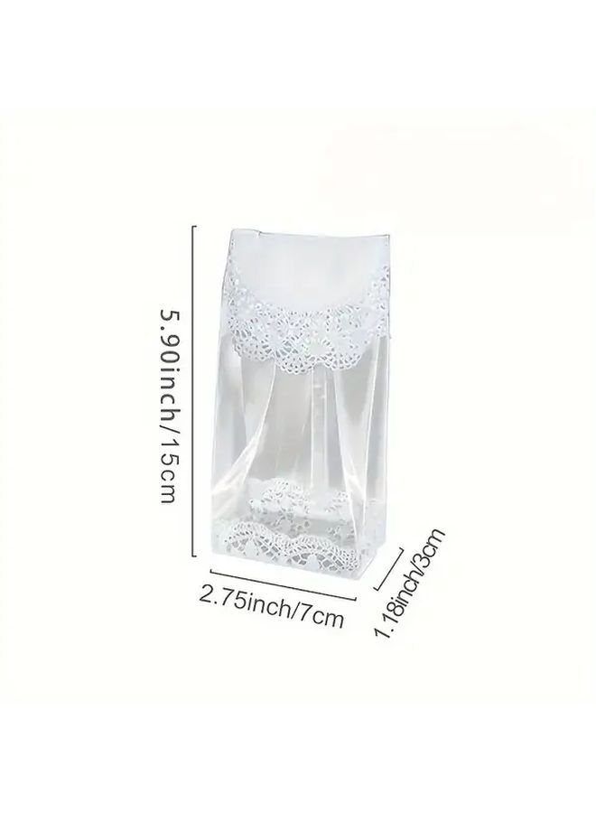 50pcs Elegant Lace Design Transparent Food Safe Cellophane Bags For Gift Packaging - Image 3