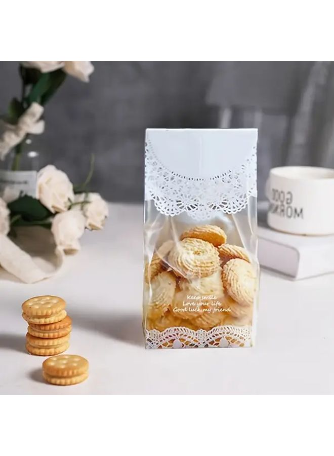 50pcs Elegant Lace Design Transparent Food Safe Cellophane Bags For Gift Packaging - Image 5