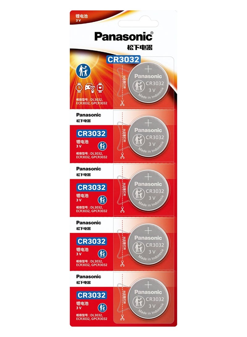 Panasonic 5-Pieces Panasonic CR3032 Lithium 3V Indonesia Batteries - Image 1