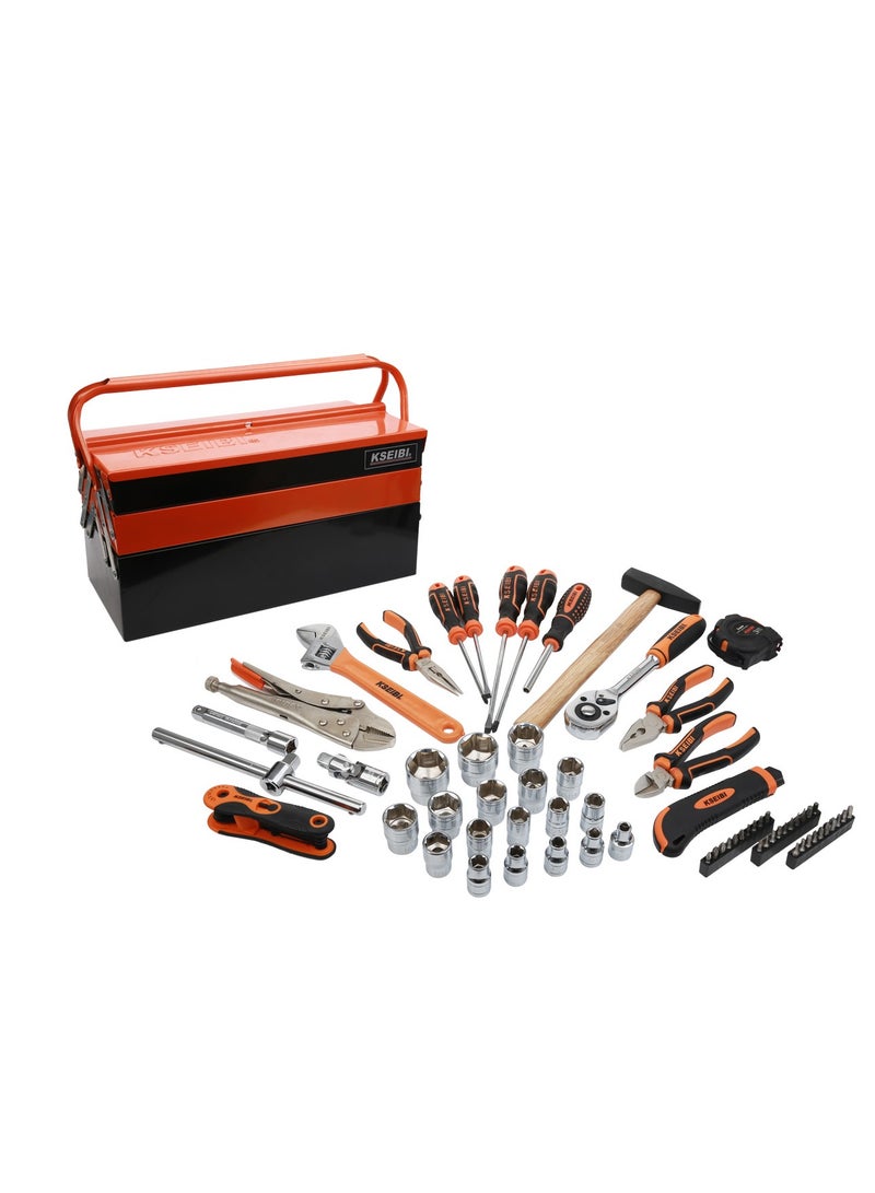 KSEIBI Steel Tool Box/5 Compartments,420x200x205MM, Portable Multipurpose Organizer With Five-Layer, Portable Toolbox with Handle Perfect for Home, Office, Garage, Great Organization & Storage for Hardware. - Image 3