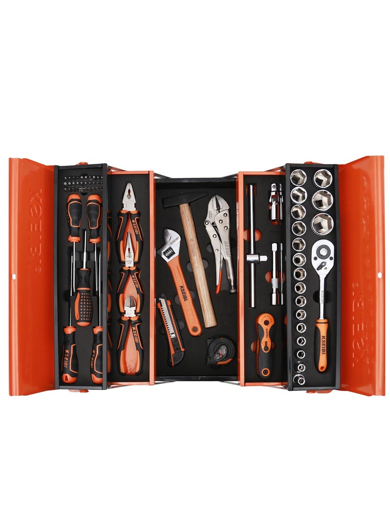 KSEIBI Steel Tool Box/5 Compartments,420x200x205MM, Portable Multipurpose Organizer With Five-Layer, Portable Toolbox with Handle Perfect for Home, Office, Garage, Great Organization & Storage for Hardware. - Image 4