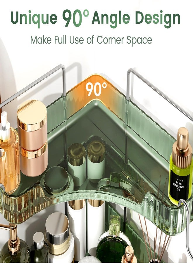 Kinkota 3-Tier Green Corner Organizer, PET Counter Storage with Hooks | Multi-Surface Organizer for Bathroom Vanity & Kitchen Countertop - Image 3