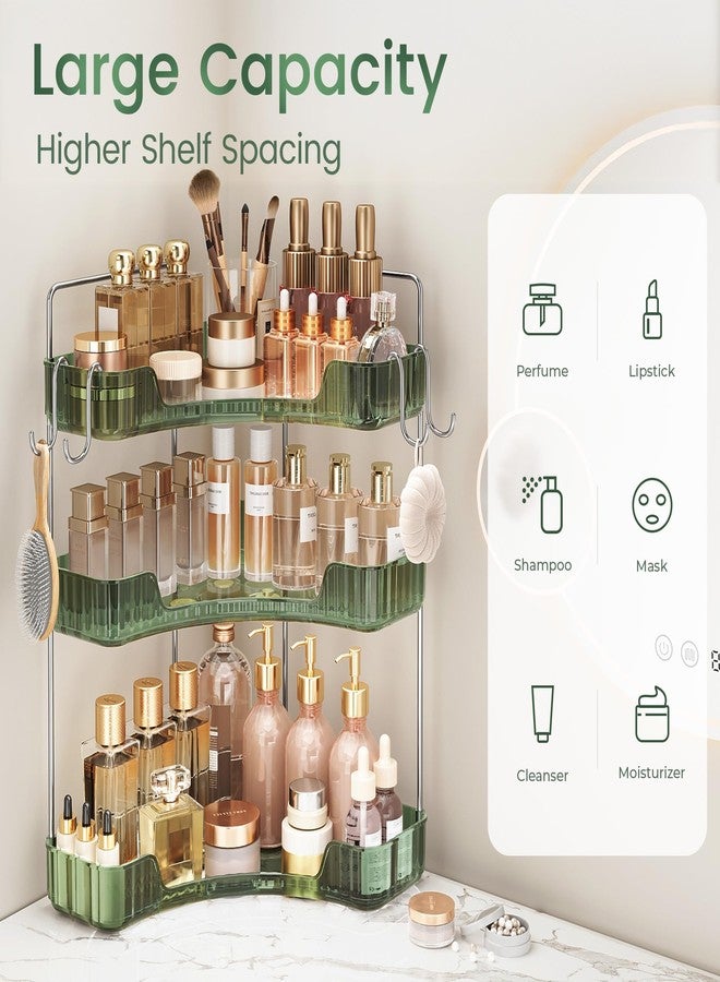 Kinkota 3-Tier Green Corner Organizer, PET Counter Storage with Hooks | Multi-Surface Organizer for Bathroom Vanity & Kitchen Countertop - Image 4