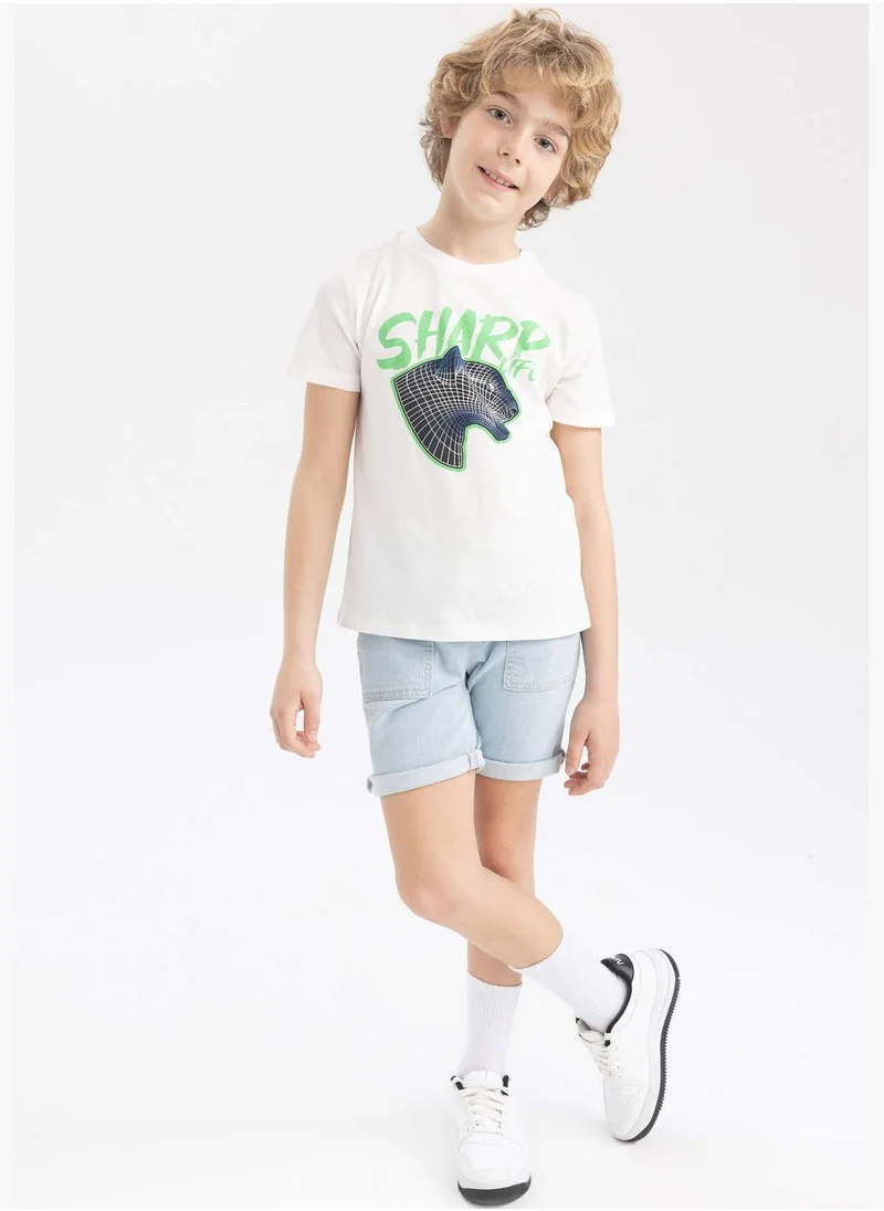 ديفاكتو Regular Fit Short Sleeve Tiger Print T-Shirt