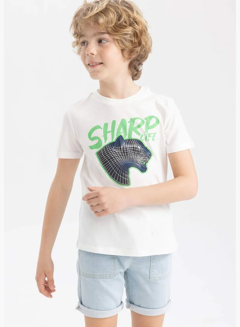 DeFacto Regular Fit Short Sleeve Tiger Print T-Shirt