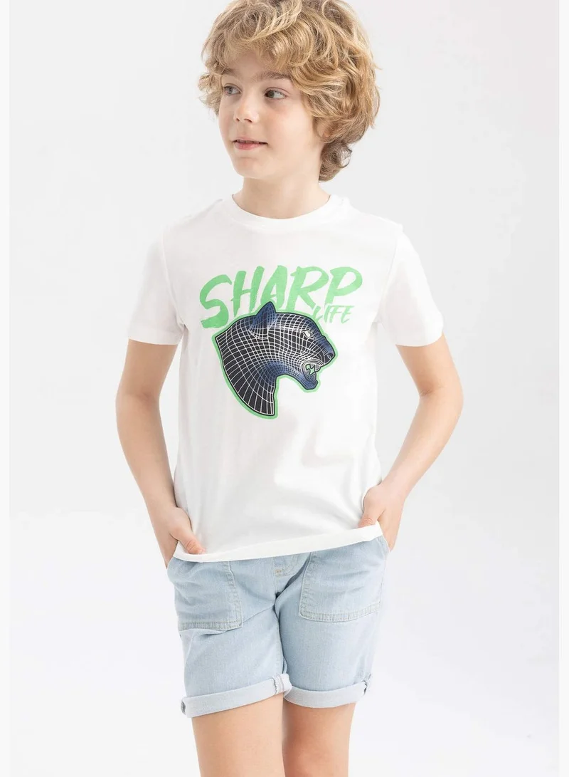 DeFacto Regular Fit Short Sleeve Tiger Print T-Shirt