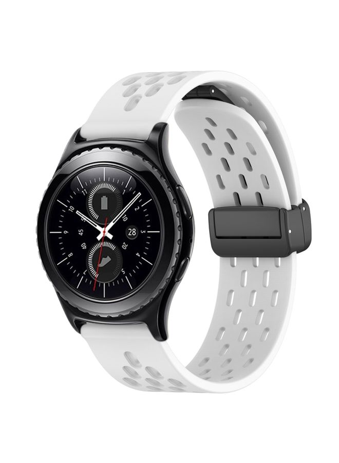 Replacement Strap For Samsung Gear S2 Classic 20mm Folding Magnetic Clasp Silicone Watch Band White