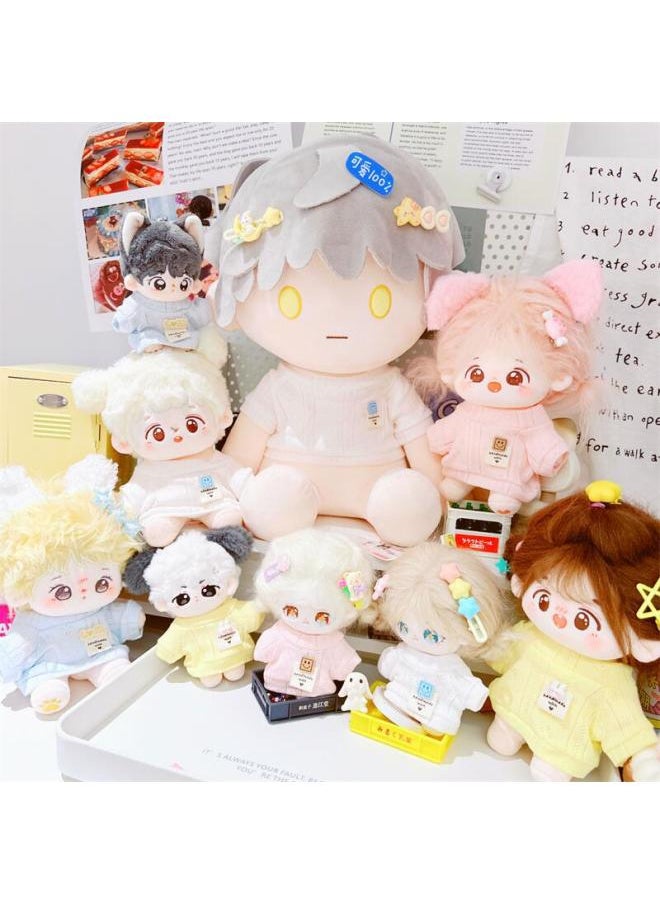 Generic - SpoT CoTTon Doll CloThes 10cm15cm20cm40cm Ichiban Blue Pink And WhiTe CuT OuT Toning TranslucenT T-shirT-Specifications:40cm-Color:One Shoulder Overalls Denim - Image 1