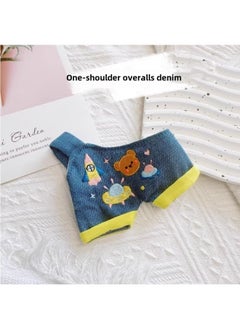 SpoT CoTTon Doll CloThes 10cm15cm20cm40cm Ichiban Blue Pink And WhiTe CuT OuT Toning TranslucenT T-shirT-Specifications:40cm-Color:One Shoulder Overalls Denim