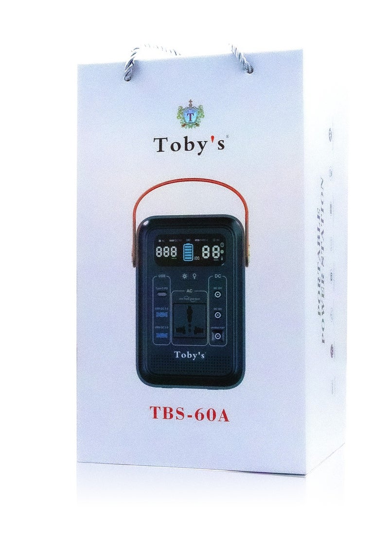 Toby's - Wireless Charger 60A Power Station Lithium Battery 60000mAh Portable Power Station With Inverter Car Jump Starter 60A And 222WH Capacity Maximum Output 260W, ABS Housing Material Jump starter - Image 1