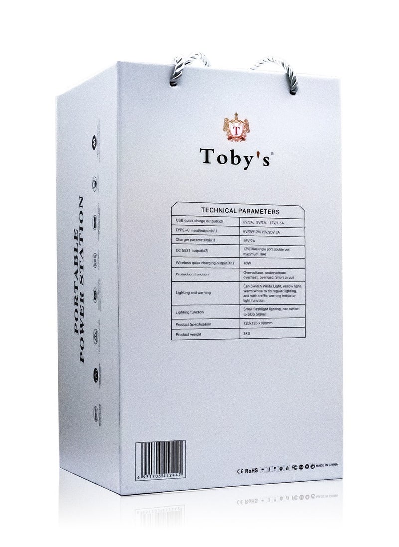 Toby's - Wireless Charger 60A Power Station Lithium Battery 60000mAh Portable Power Station With Inverter Car Jump Starter 60A And 222WH Capacity Maximum Output 260W, ABS Housing Material Jump starter - Image 1