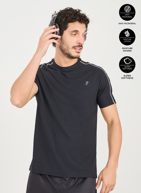 Men Contrast Piping Detail Workout T-Shirt