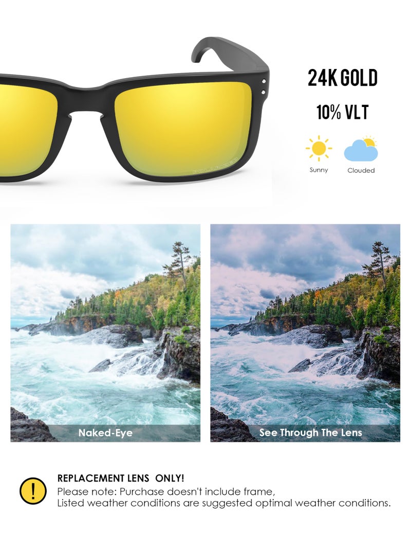 BLAZERBUCK Anti-salt Polarized Replacement Lenses for Oakley Holbrook OO9102/Holbrook Asian Fit OO9244/Holbrook Mix OO9384-24K Gold - Image 3