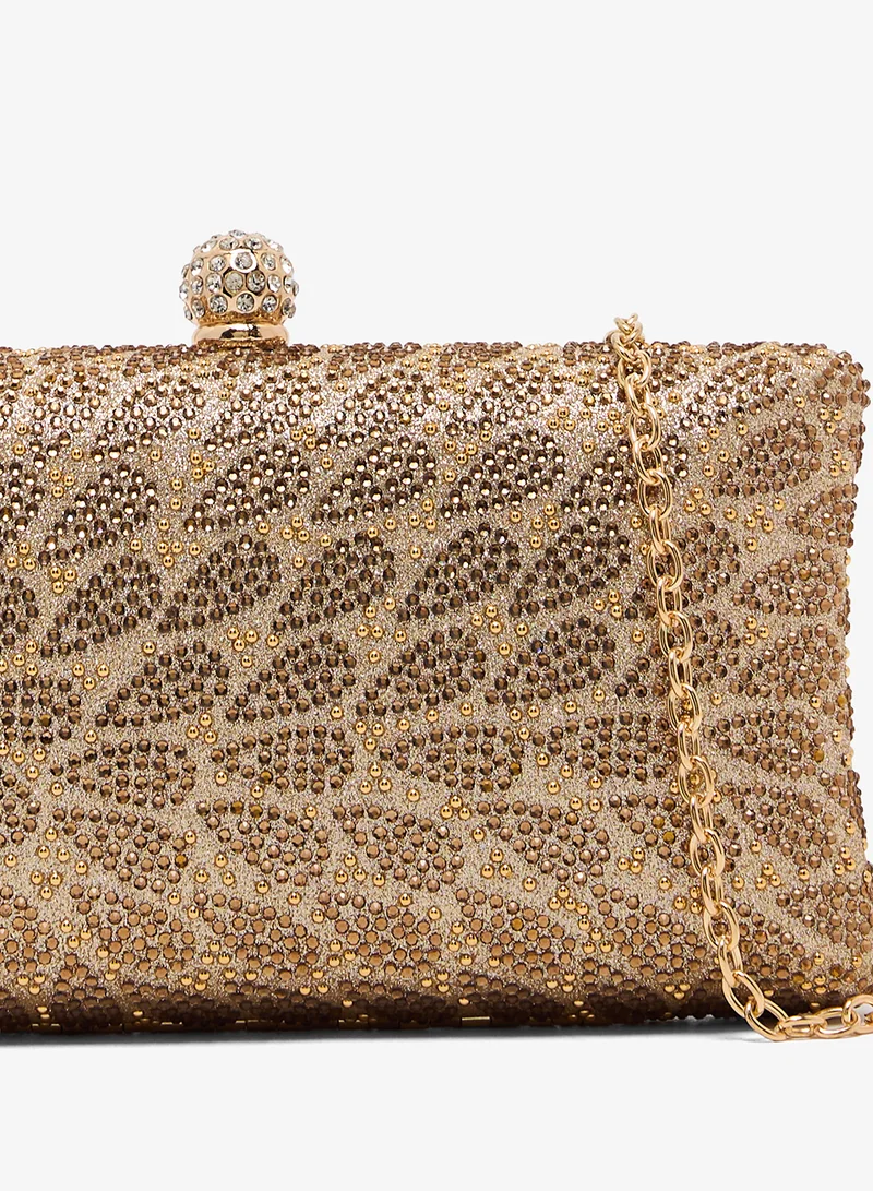 Khizana Gold Gold Printed Detailed Metallic Bag for Women | Best Price UAE