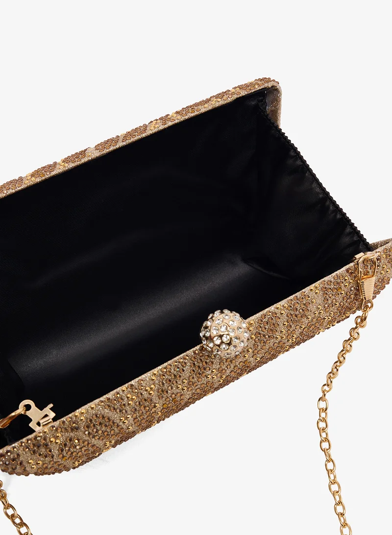 Khizana Gold Gold Printed Detailed Metallic Bag for Women | Best Price UAE