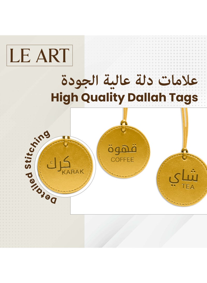 LeArt Dallah Flask Tags - Dallah Coffee Pot, Tea, Coffee and Karak Tag | Dallah Tags (Gold - Set of 3) - Image 5