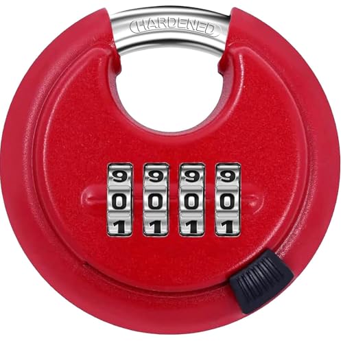 STORE 2508 Store2508 Combination Disc Padlock Number Lock (RED) - Image 1