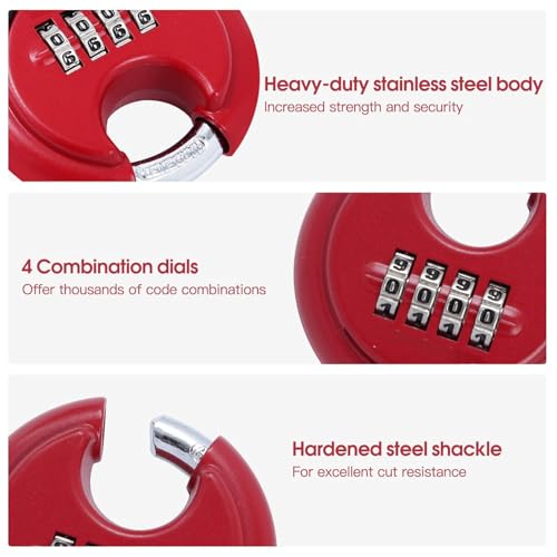STORE 2508 Store2508 Combination Disc Padlock Number Lock (RED) - Image 3