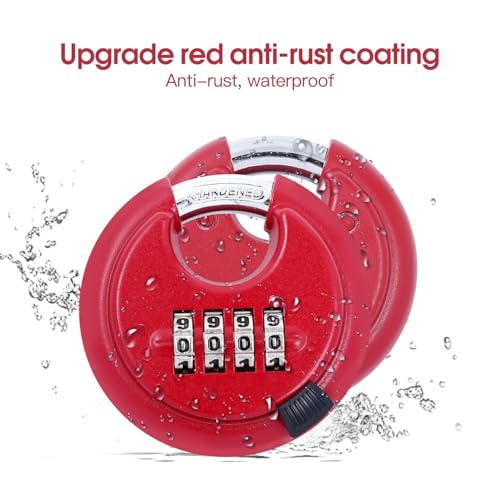 STORE 2508 Store2508 Combination Disc Padlock Number Lock (RED) - Image 2