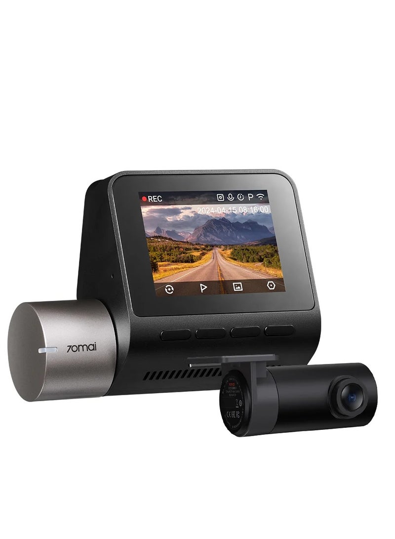 70 ماي مجموعة كاميرا داش مزدوجة القناة A510-1، مستشعر STARVIS 2 IMX675، نظام ADAS، مسجل GPS مدمج، مسجل مسار، MaiColor Vivid+ مع رؤية البومة الليلية، تشغيل ومشاركة عبر التطبيق، مراقبة وقوف السيارات اختيارية - أسود - Image 1