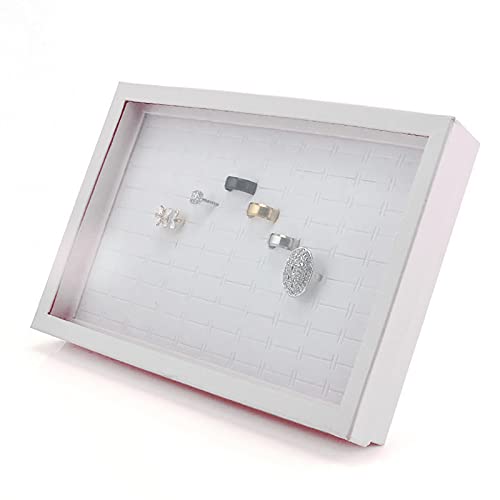ZLY Jewelry Rings Display Tray Velvet 100 Slot Case Box Jewelry Storage Box (White) - Image 4