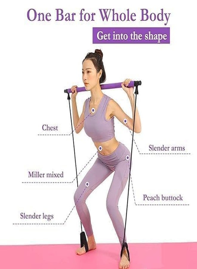 LADILA Body Building Yoga Pilates Stick with Foot Loop, Pilates Bar Kit with Resistance Band, Portable Yoga Pilates Stick Exercise Bar, Ideal for Home Total Body Workout, Gym, Weighlifting - Image 2