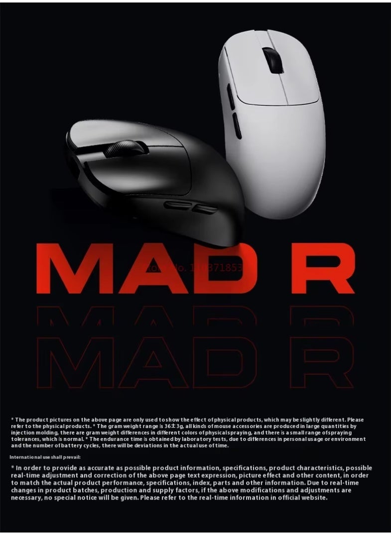 في اكس اي - ماوس بلوتوث لاسلكي VXE MAD R خفيف الوزن نطاق العمل المستمر البطارية 500 مللي أمبير لاستخدام طويل الأمد 70 مليون نقرة سرعة ذكية تأخير منخفض مناسب للالعاب الاتصال لاسلكي 2.4 جيجا هرتز + سلكي (مع دونجل 8K) قابل لإعادة الشحن PAW3950 اللون اسود - Image 1