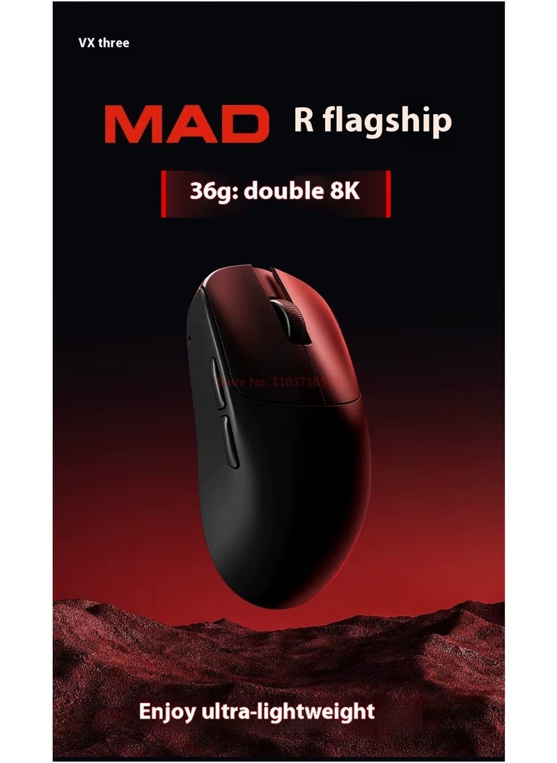في اكس اي - ماوس بلوتوث لاسلكي VXE MAD R خفيف الوزن نطاق العمل المستمر البطارية 500 مللي أمبير لاستخدام طويل الأمد 70 مليون نقرة سرعة ذكية تأخير منخفض مناسب للالعاب الاتصال لاسلكي 2.4 جيجا هرتز + سلكي (مع دونجل 8K) قابل لإعادة الشحن PAW3950 اللون اسود - Image 1