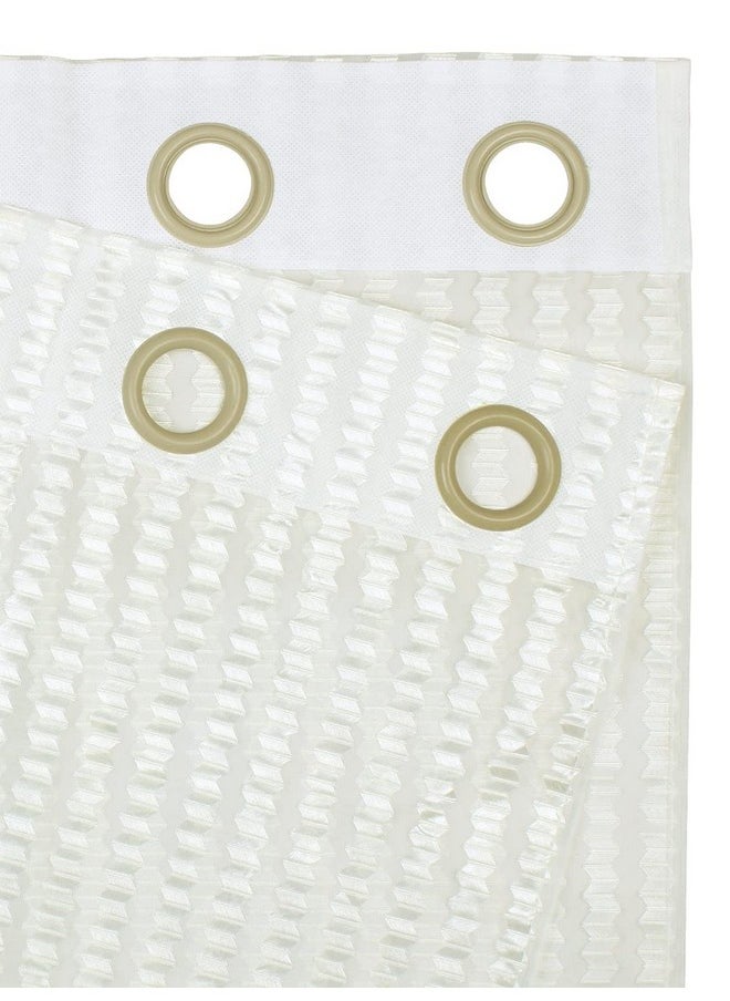 Story@Home Story@Home Crystal Long Door Curtains 9 Feet Set of 2, Polyester Zic Zac Print Transparent Long Door Curtains for Living Room, Bedroom, Kids Room, 118 x 275 cm, White, Perfect for Festive Gifting  - Image 3