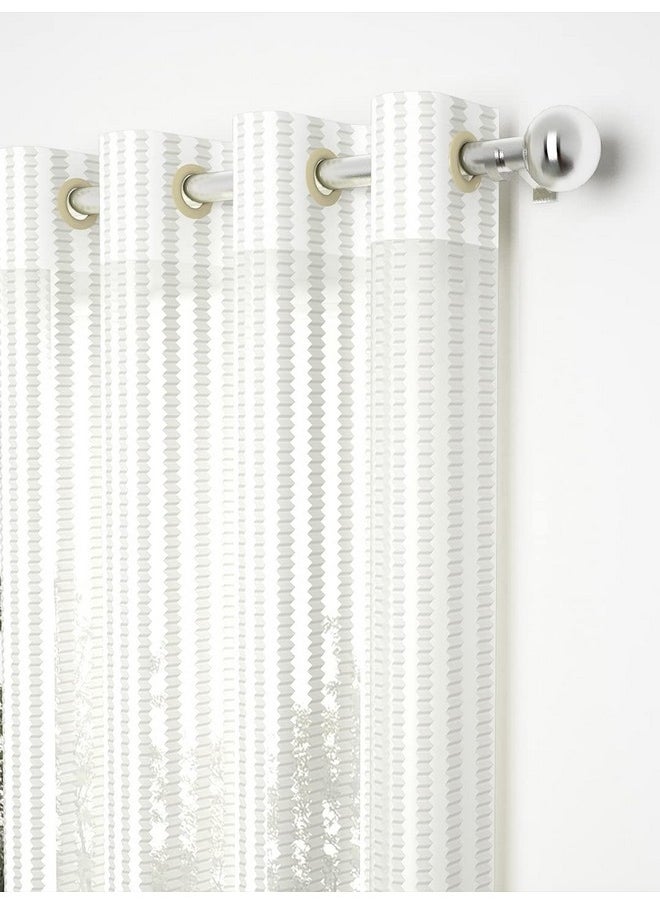 Story@Home Story@Home Crystal Long Door Curtains 9 Feet Set of 2, Polyester Zic Zac Print Transparent Long Door Curtains for Living Room, Bedroom, Kids Room, 118 x 275 cm, White, Perfect for Festive Gifting  - Image 2