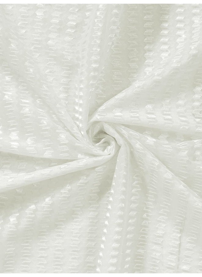 Story@Home Story@Home Crystal Long Door Curtains 9 Feet Set of 2, Polyester Zic Zac Print Transparent Long Door Curtains for Living Room, Bedroom, Kids Room, 118 x 275 cm, White, Perfect for Festive Gifting  - Image 4