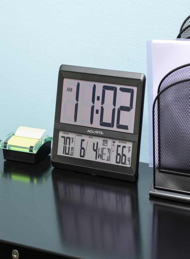 AcuRite Large Wireless Atomic Clock with Indoor and Outdoor Temperature, Date, Day of The Week, and Automatic DST Changes (75440) - Image 2