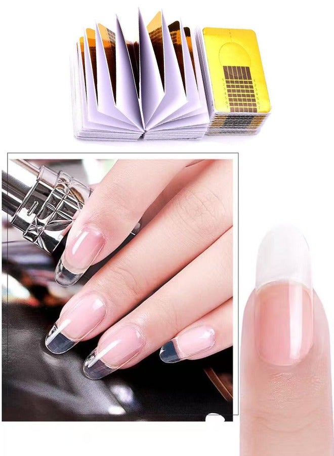 100 Pieces of Gold Rectangular Nail Form Paper Holder With Self-adhesive and UV Gel nail Extension Tips Guide, Perfect for Self-design Enthusiasts and Learners. - Image 3