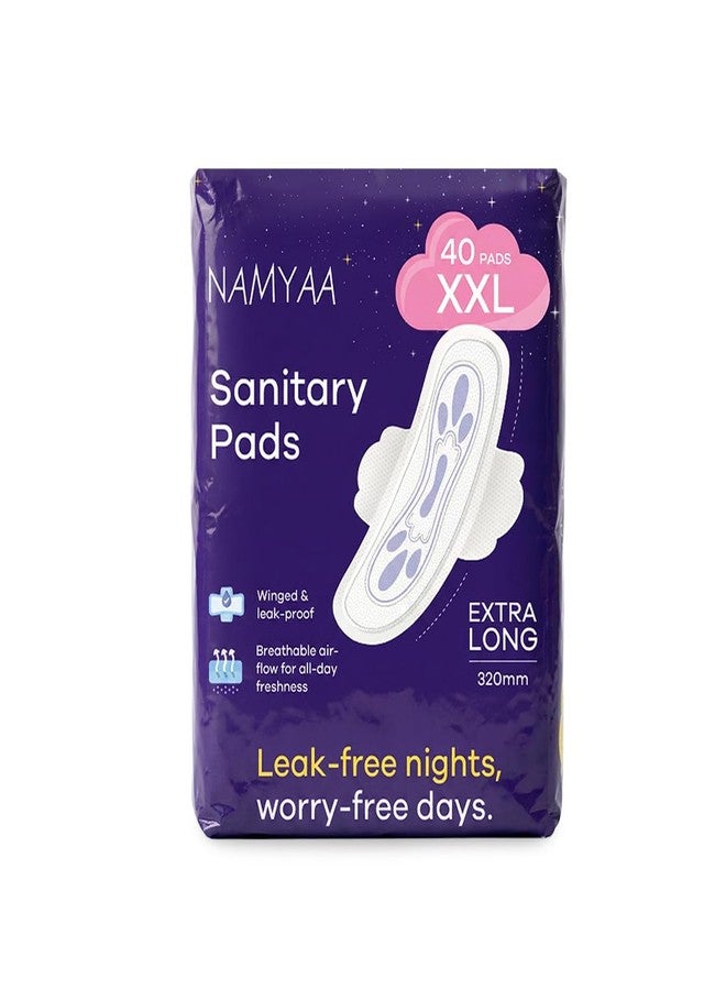 Namyaa Sanitary Pads XXL 320mm – Extra Long, Ultra Thin, Winged & Leak-Proof Pads for Heavy Flow – Breathable, Rash-Free Comfort (40 Pads) - Image 1