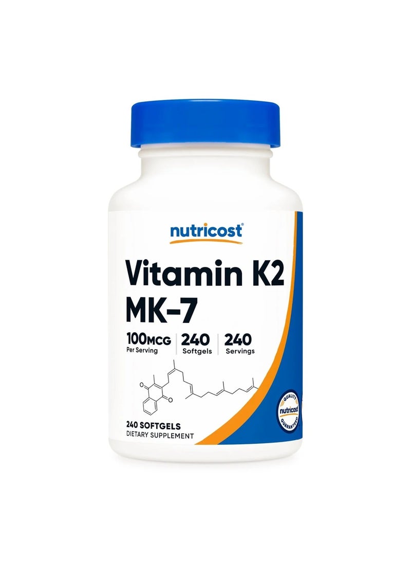 نوتريكوست، فيتامين K2 MK-4، 100 ميكروغرام، 240 كبسولة هلامية