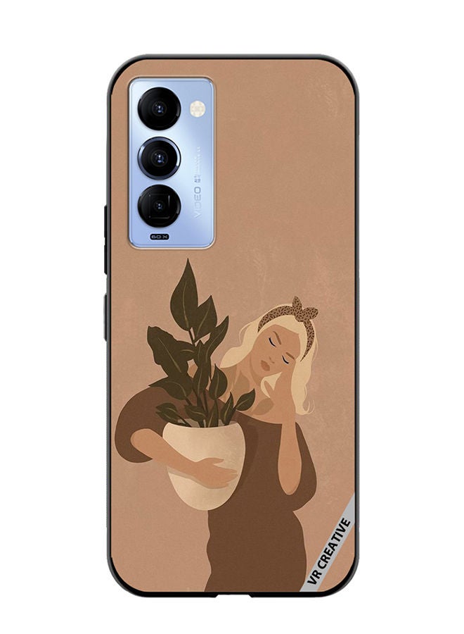 VR CREATIVE Protective Case Cover For Tecno Camon 18/18 P Holding Vase Design Multicolour - Image 1