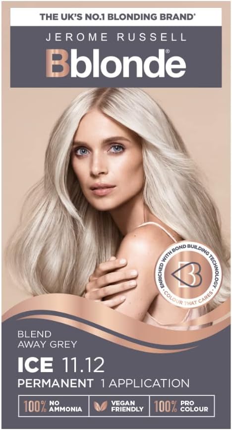Jerome Russell Bblonde Ice Blonde Permanent Hair Colour Full Grey Coverage Hair Dye Kit for PreLightened Blonde Hair Ammonia Free Hair Dye with Brazil Nut oil