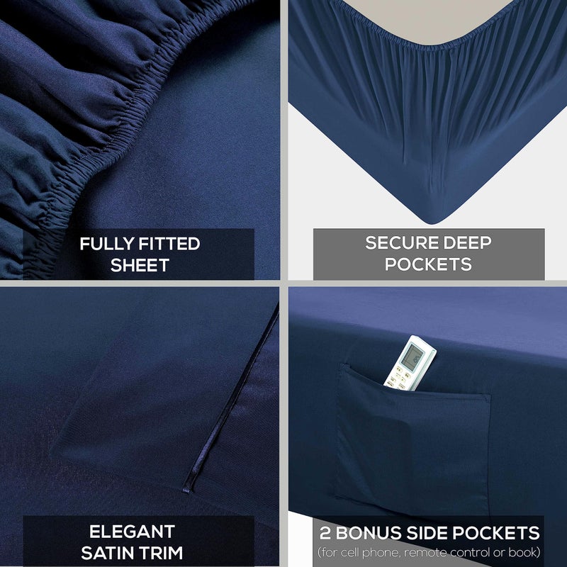 مولر Mueller Ultratemp Size Size Sheets Super Super 1800 6 قطعة جيب عميق يصل إلى 16 "أوراق التبريد". - Image 4