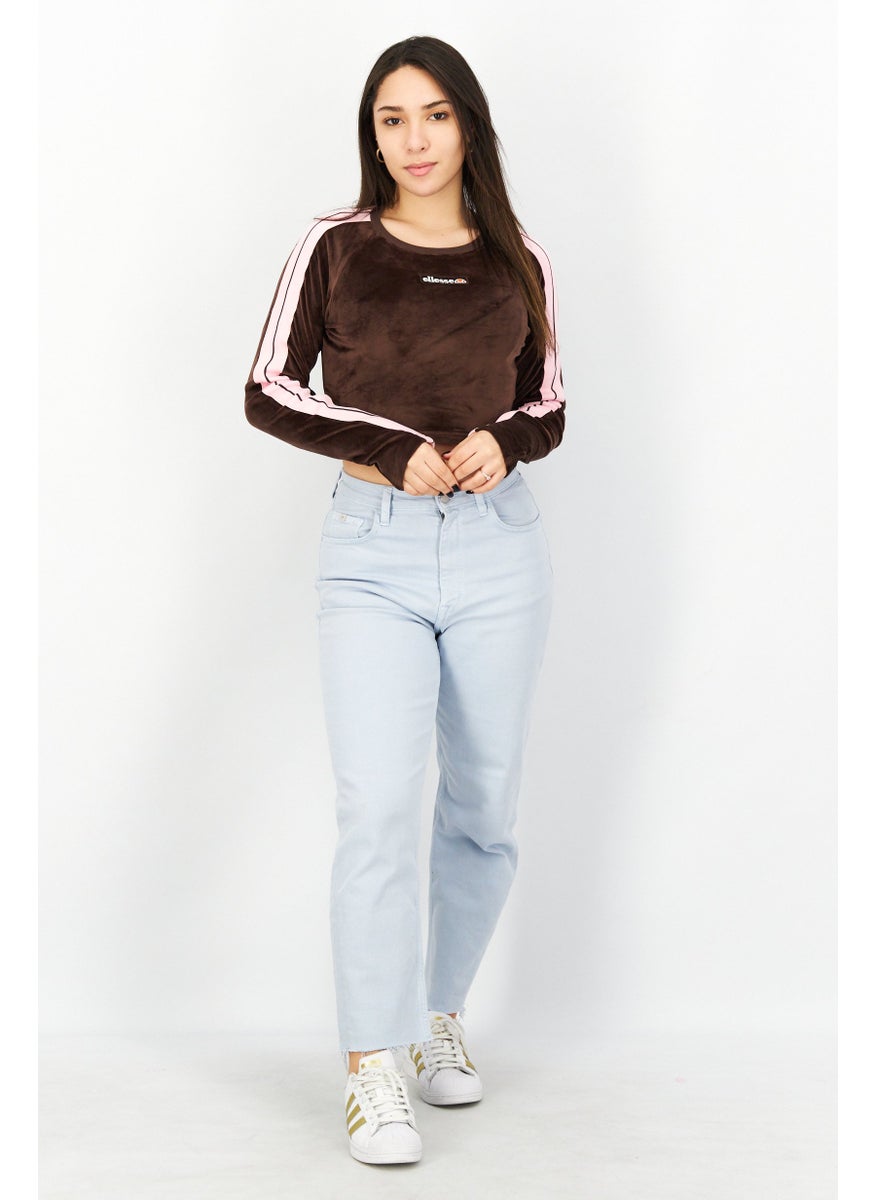 Ellesse Women Round Neck Long Sleeve Brand Logo Tops, Dark Brown  - Image 4