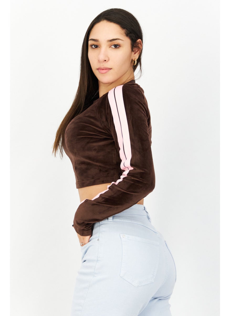Ellesse Women Round Neck Long Sleeve Brand Logo Tops, Dark Brown  - Image 3
