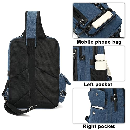 ZHZXYZDY Vintage Canvas Men's Messenger Bag, Laptop Crossbody Bag, Lightweight Single Shoulder Bag, Suitable for 15.6" Laptop, Casual Travel, Cycling - Image 4