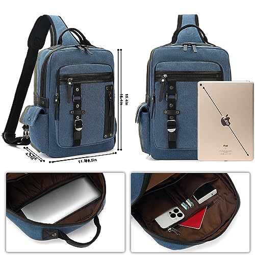 ZHZXYZDY Vintage Canvas Men's Messenger Bag, Laptop Crossbody Bag, Lightweight Single Shoulder Bag, Suitable for 15.6" Laptop, Casual Travel, Cycling - Image 2