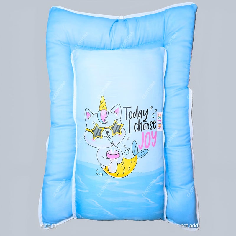 Frido فريدو سرير أطفال 3 في 1، كيس نوم وعش محمول، أغطية قطنية للأطفال حديثي الولادة والرضع، سرير محمول، لحمل الأطفال وغير محدد الجنس من 0 إلى 12 شهر (رمادي فاتح) (أزرق سماوي) - Image 3