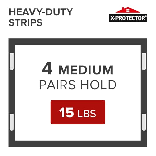 X-Protector Picture Hanging Strips - 20 Pairs Damage Free Picture Hangers - Self Adhesive Hangers Without Nails - Heavy Duty Wall Hanging Strips - Wall Sticky for Hanging Up to 15 LBS (Size M) - Image 4