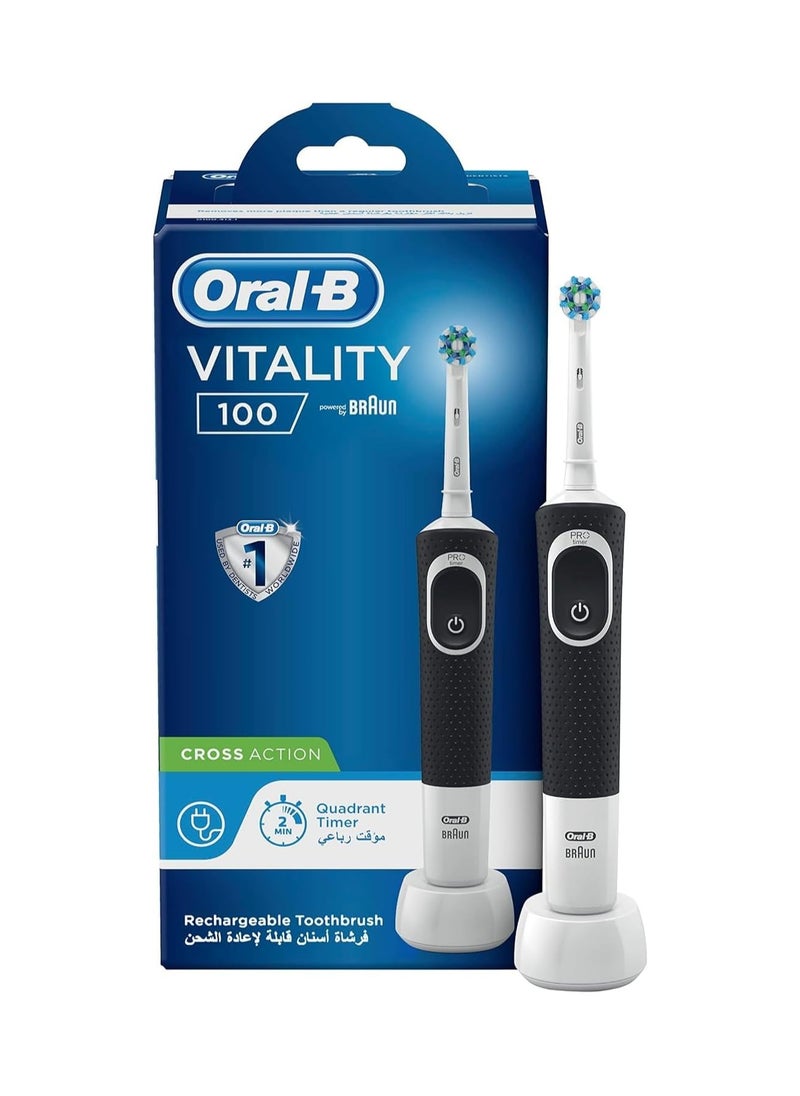 Oral-B Rechargeable toothbrush with a quad timer. Rechargeable toothbrush with charging base. Cross action brush head 