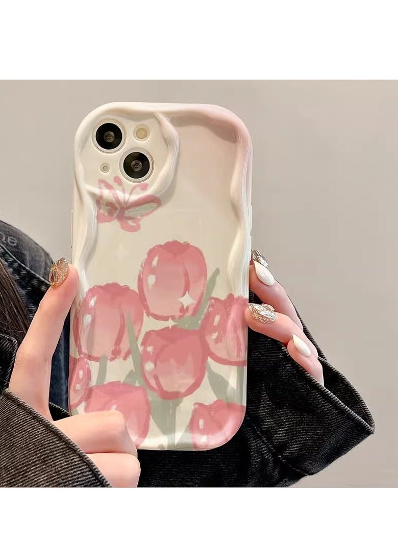 NIBEMINENT White Tulip Protective TPU Case Cover For iPhone 14 Plus