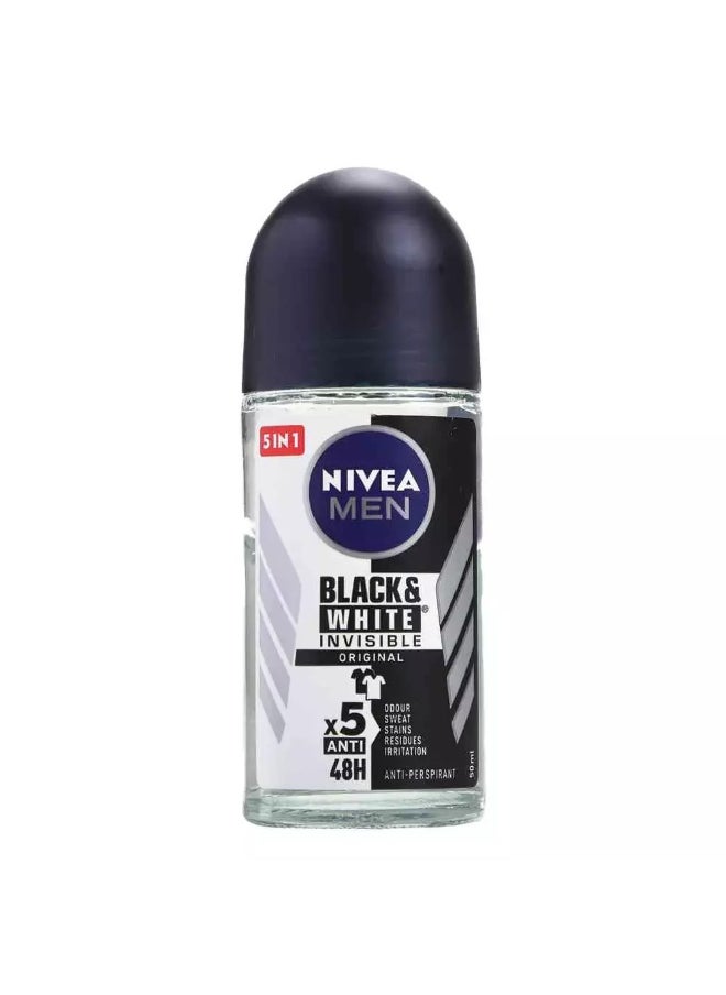 NIVEA MEN NIVEA Men Black and White Invisible Original Roll On, Antiperspirant for Men, Roll-on - 50ml  - Image 1