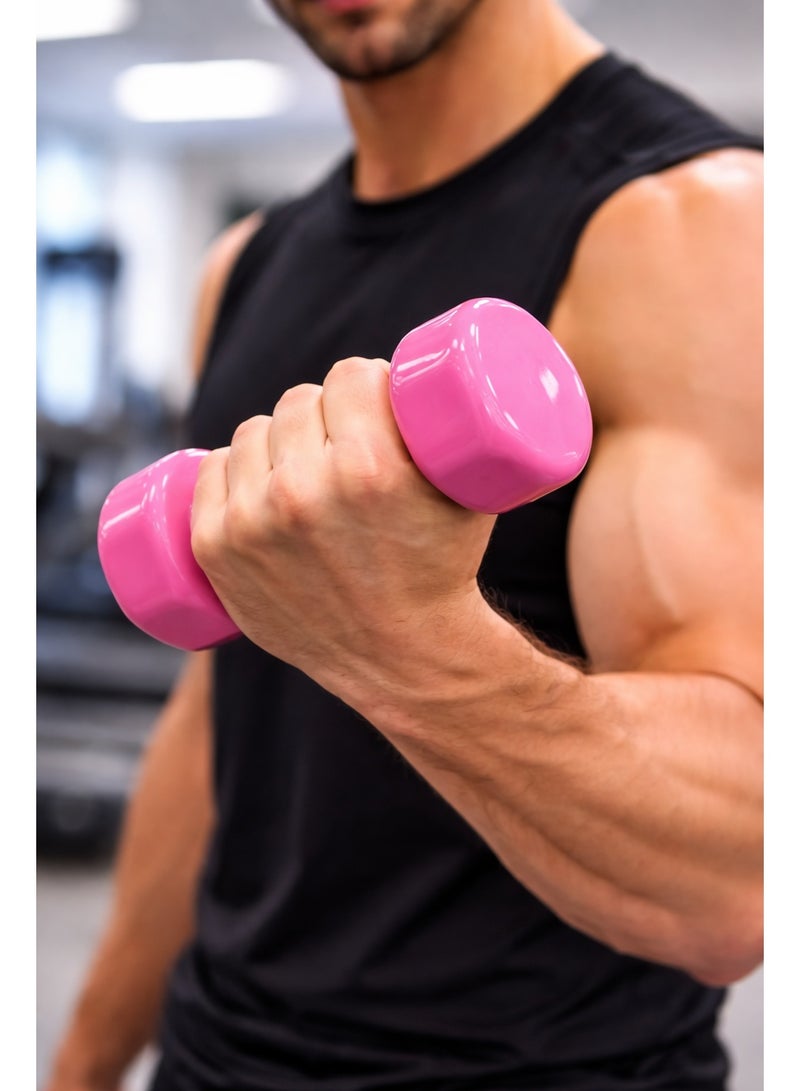 H PRO 2kg Vinyl Dumbbell (Set of 2, 2kg Each) PINK | Anti Slip Grip | Unisex Hand Weights for Home & Gym Training - Image 5