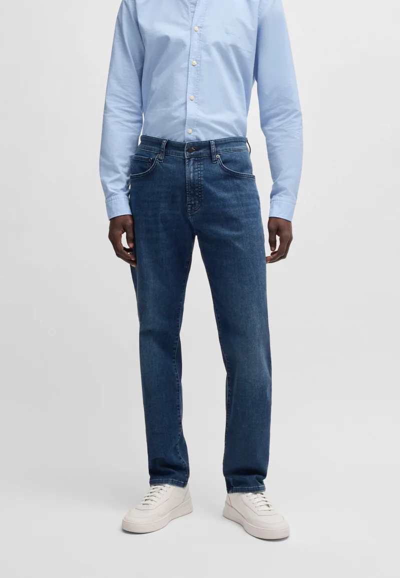 BOSS Maine regular-fit jeans in blue soft-motion denim
