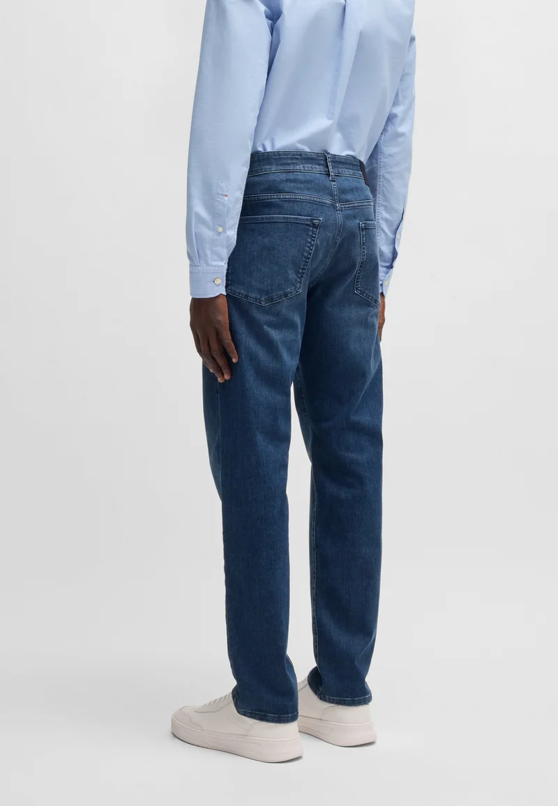 BOSS Maine regular-fit jeans in blue soft-motion denim